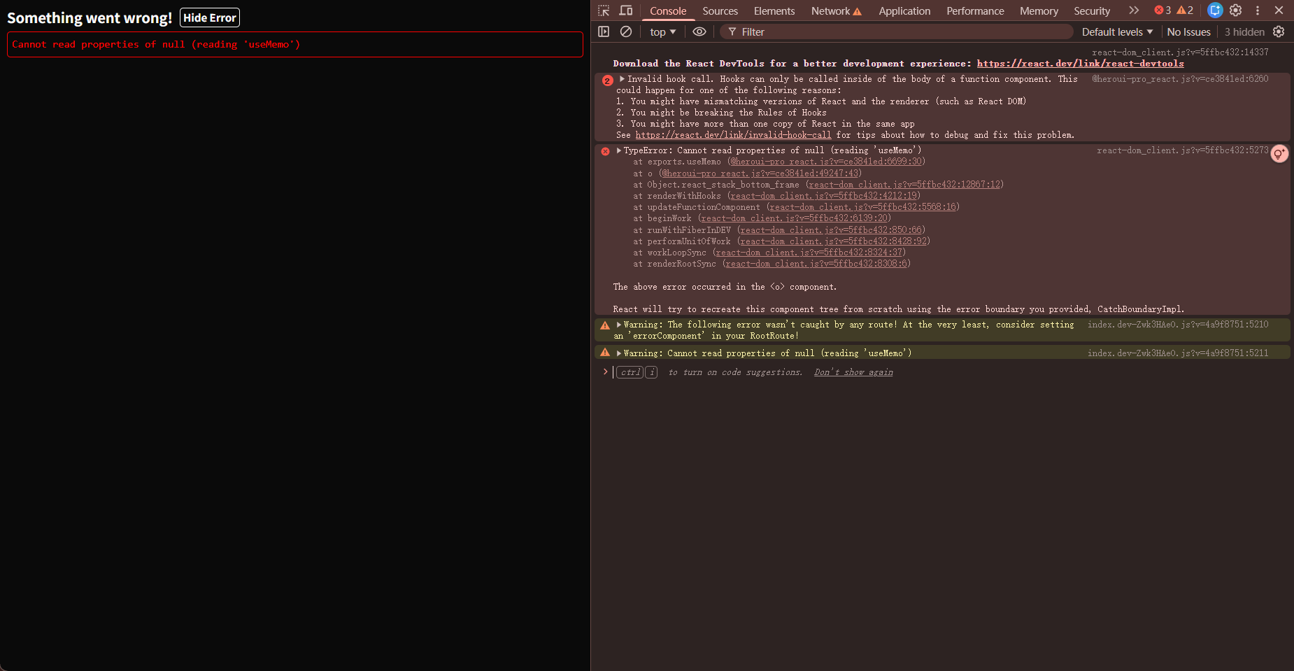 React is null 错误